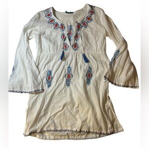 Letarte white Tunic with Embellished Bell Sleeves